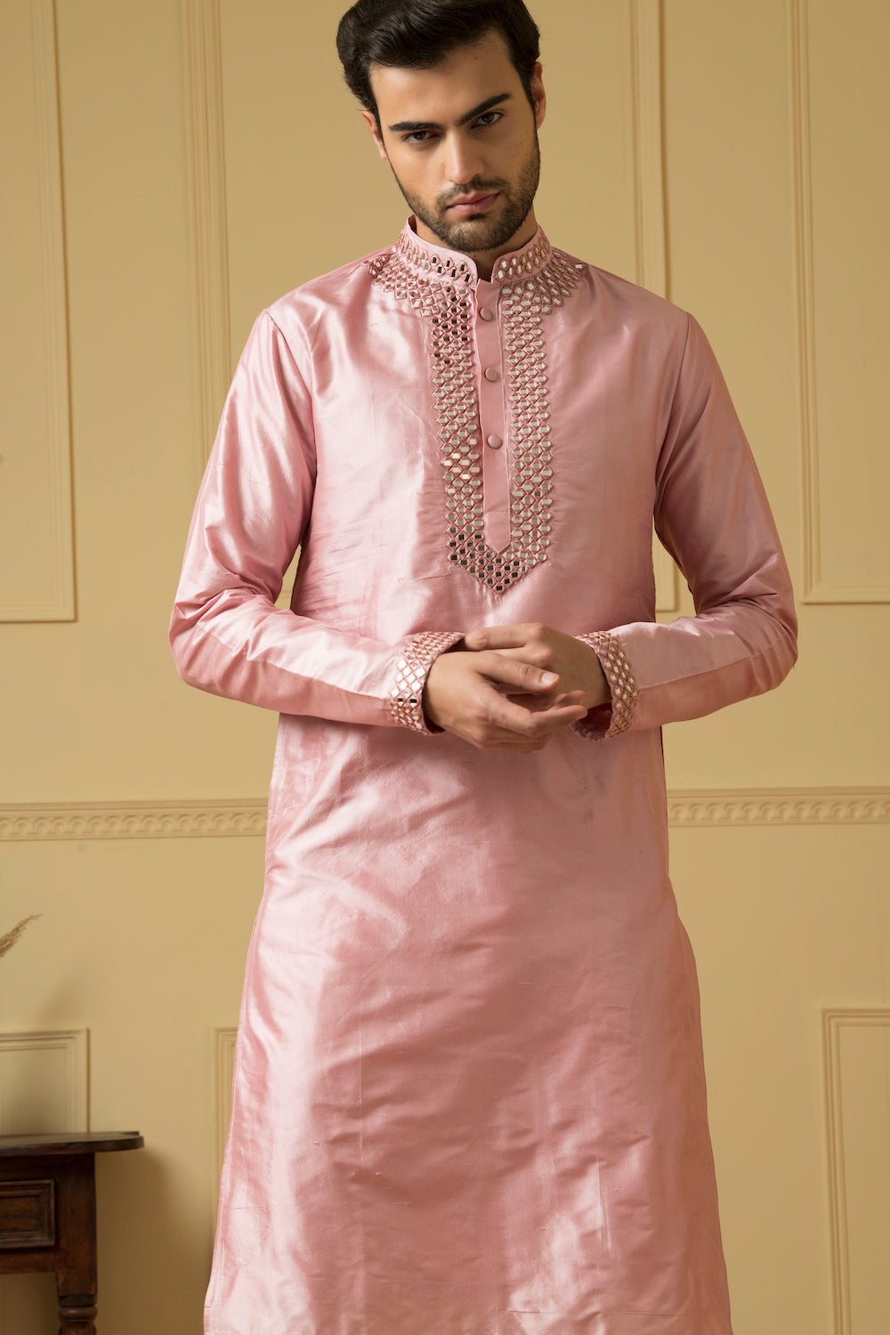 Pink Mirror Kurta by Hilo Design | Grocsy