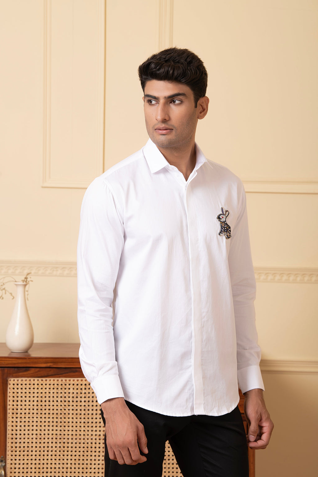 Rabbit Embroidery Shirt by Hilo Design | Grocsy