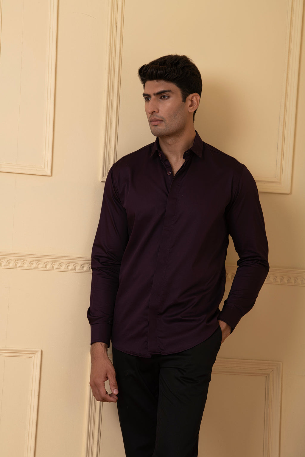 Solid Purple Plain Shirt by Hilo Design | Grocsy