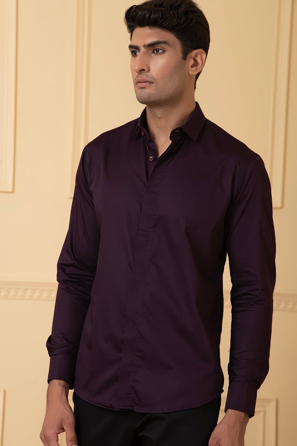 Solid Purple Plain Shirt by Hilo Design | Grocsy
