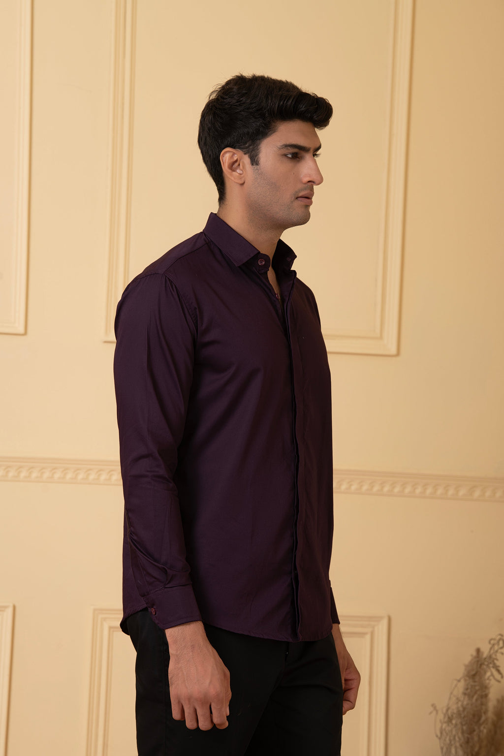Solid Purple Plain Shirt by Hilo Design | Grocsy