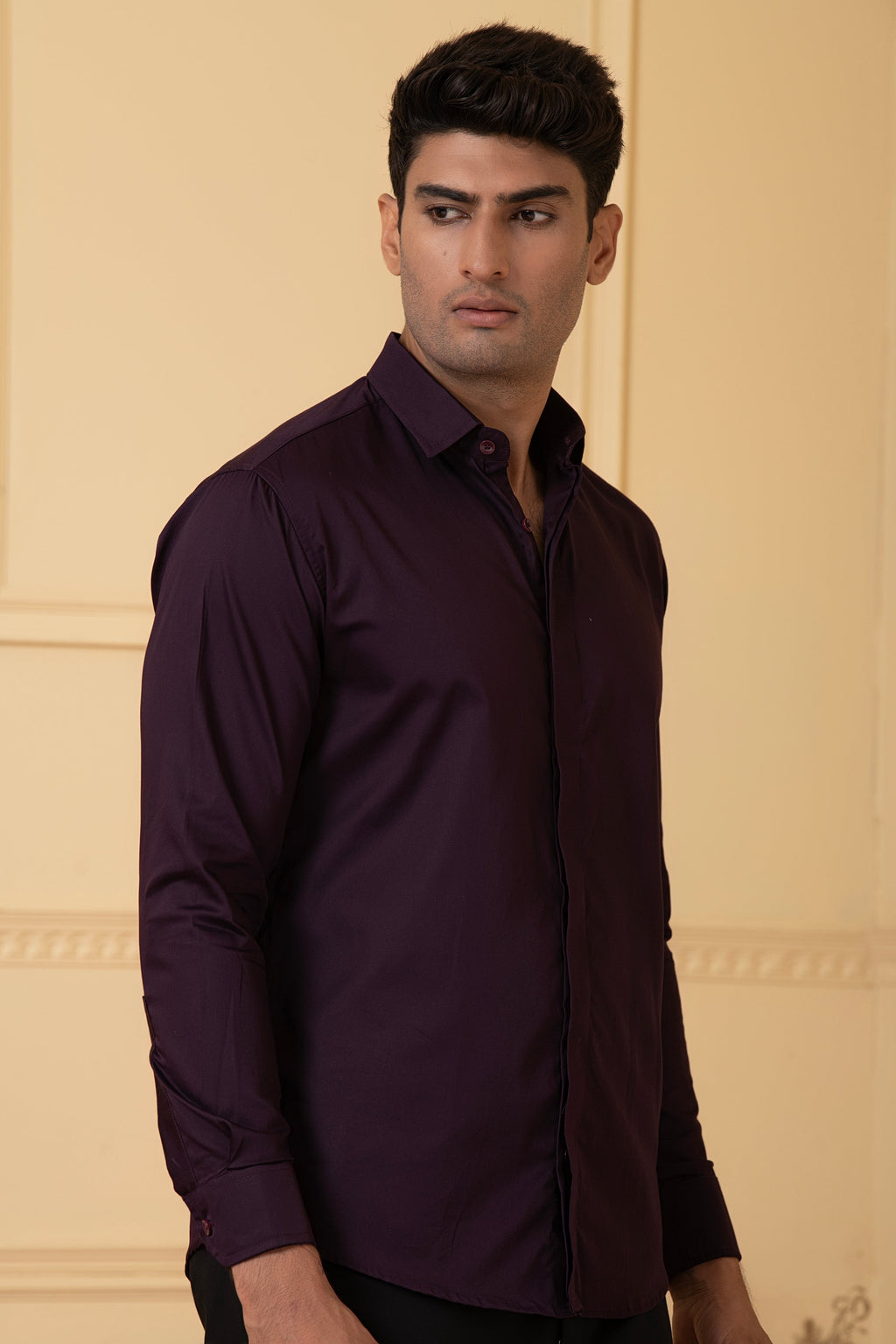 Solid Purple Plain Shirt by Hilo Design | Grocsy