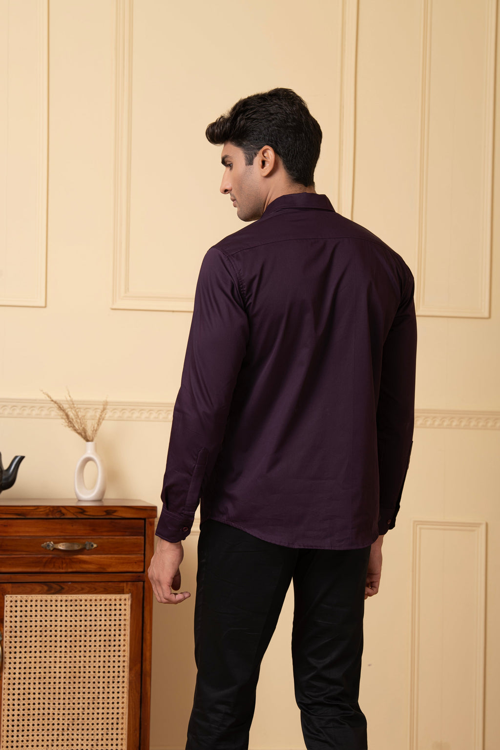 Solid Purple Plain Shirt by Hilo Design | Grocsy
