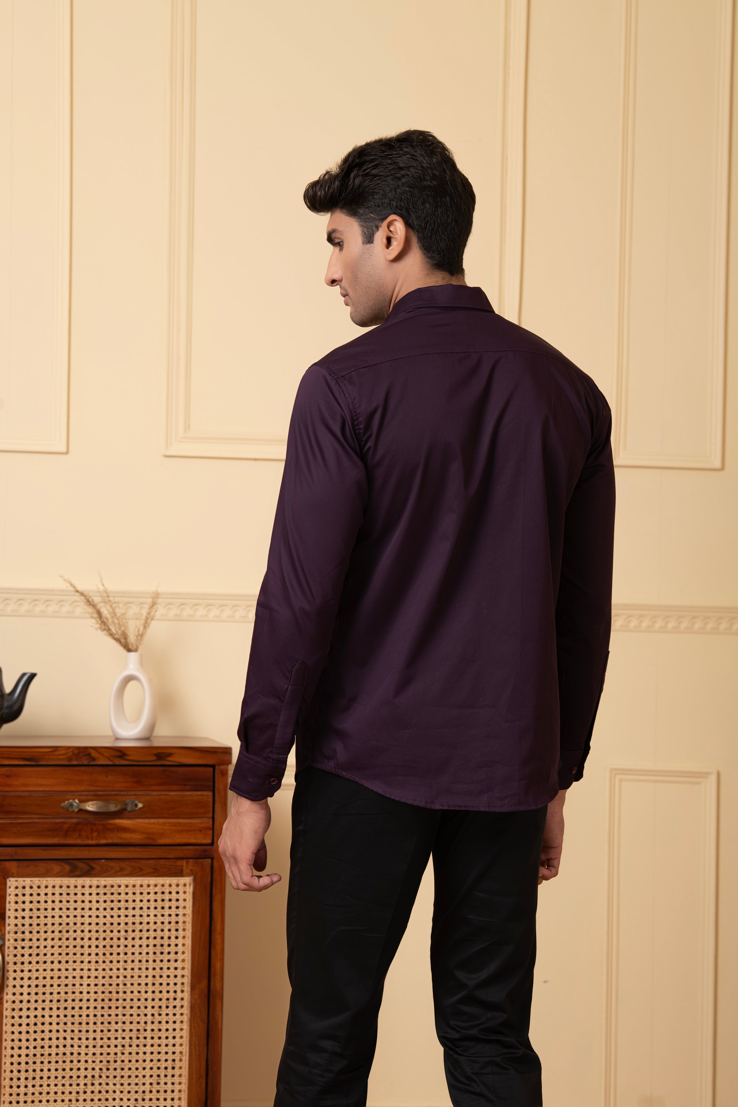 Solid Purple Plain Shirt by Hilo Design | Grocsy