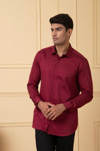 Solid Maroon Plain Shirt by Hilo Design | Grocsy