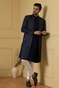 Azure Allure Designer Men's Indo western Set by Hilo Design | Grocsy