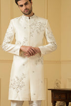 Crema Designer Men's Sherwani by Hilo Design | Grocsy