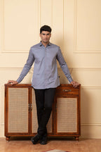 Solid Grey Plain Shirt by Hilo Design | Grocsy