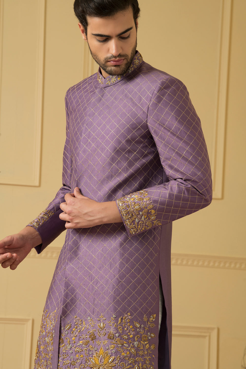 Marfil Designer Men's Sherwani by Hilo Design | Grocsy