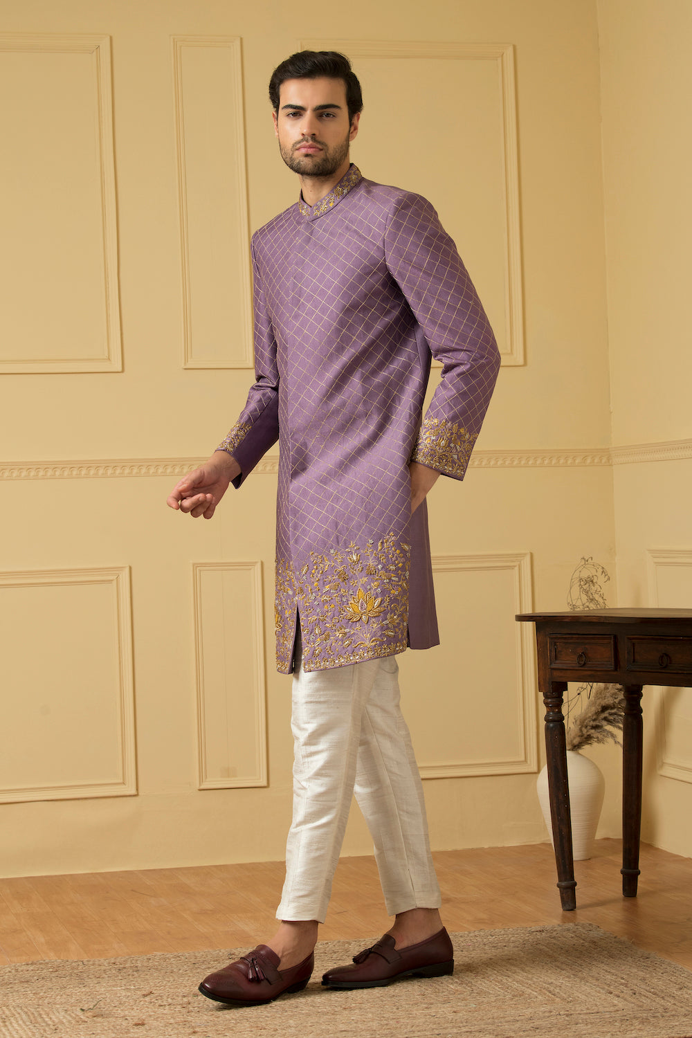 Marfil Designer Men's Sherwani by Hilo Design | Grocsy