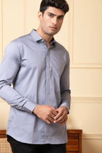 Solid Grey Plain Shirt by Hilo Design | Grocsy