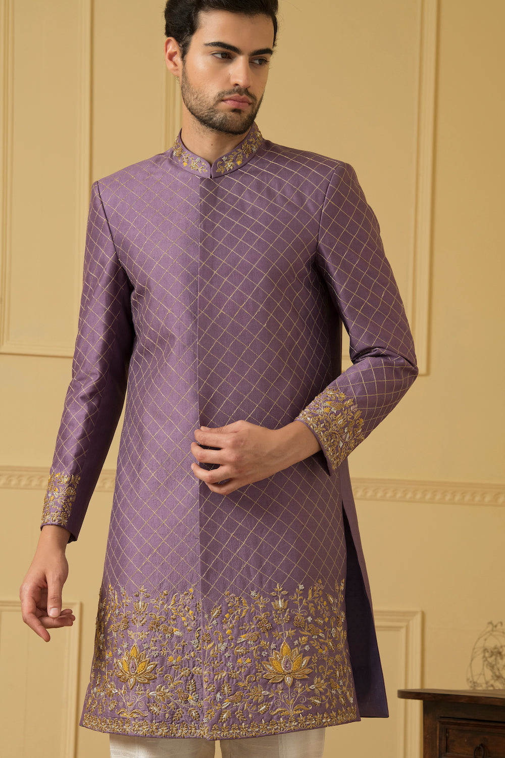 Marfil Designer Men's Sherwani by Hilo Design | Grocsy