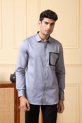 Black Shirt With Grey And White Patch by Hilo Design | Grocsy