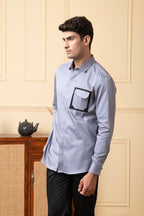 Black Shirt With Grey And White Patch by Hilo Design | Grocsy