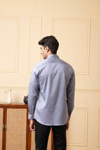 Grey Shirt With V-Shaped Black Strip by Hilo Design | Grocsy