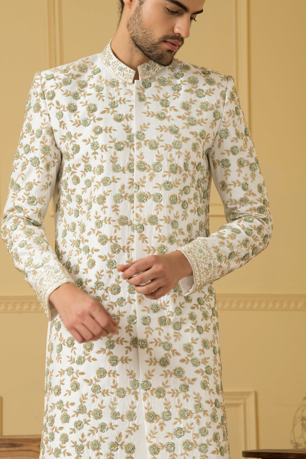 Verde Designer Men's Sherwani by Hilo Design | Grocsy