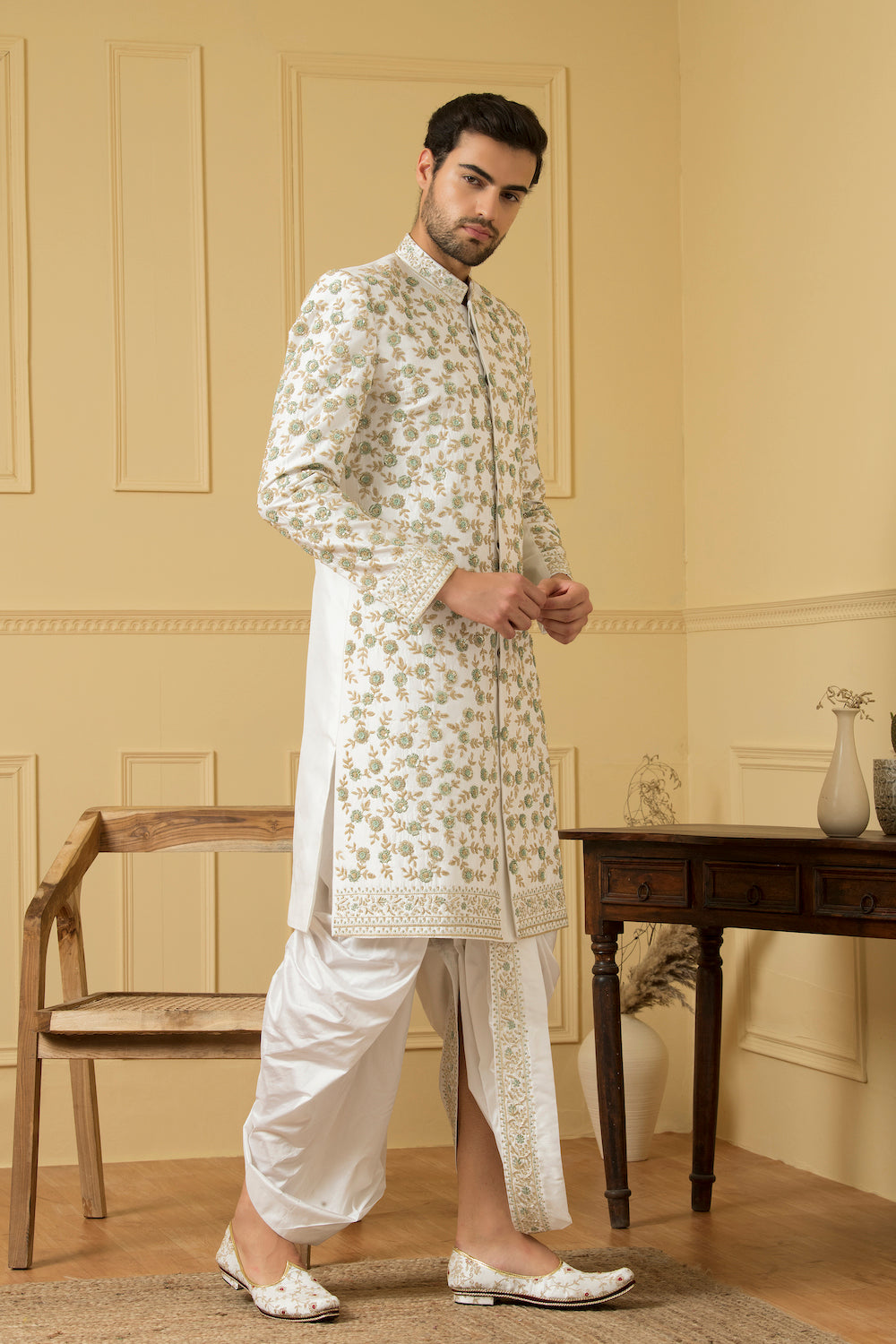 Verde Designer Men's Sherwani by Hilo Design | Grocsy