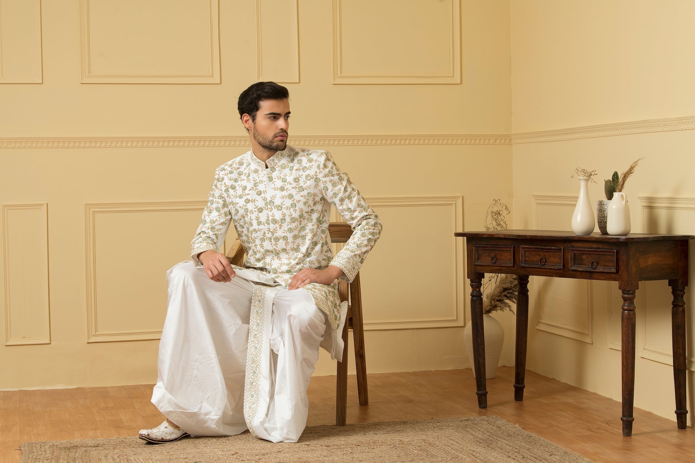 Verde Designer Men's Sherwani by Hilo Design | Grocsy