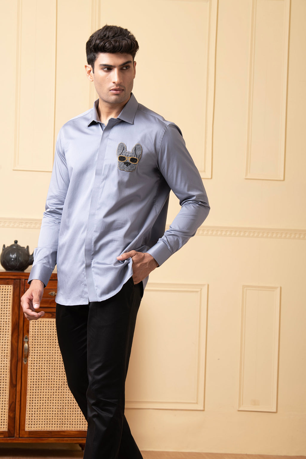 Puppy Face Embroidery Shirt by Hilo Design | Grocsy