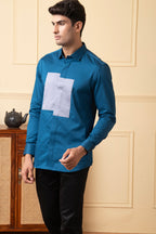 Blue Shirt With A Grey Patch Box by Hilo Design | Grocsy