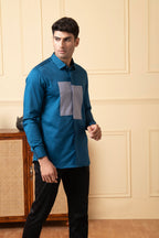 Blue Shirt With A Grey Patch Box by Hilo Design | Grocsy