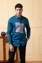 Blue Shirt With A Grey Patch Box by Hilo Design | Grocsy