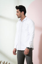 Bianco Designer Men's Solid White Shirt by Hilo Design | Grocsy