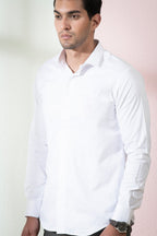 Bianco Designer Men's Solid White Shirt by Hilo Design | Grocsy