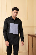 Black Shirt With Grey Patch Box by Hilo Design | Grocsy