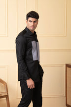 Black Shirt With Grey Patch Box by Hilo Design | Grocsy