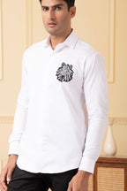 Zebra Embroidery White Shirt by Hilo Design | Grocsy