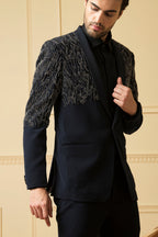 Blue Shawl Collar Blazer by Hilo Design | Grocsy