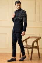 Blue Shawl Collar Blazer by Hilo Design | Grocsy