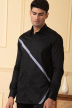 Black Shirt With V-Shaped Grey Strip by Hilo Design | Grocsy