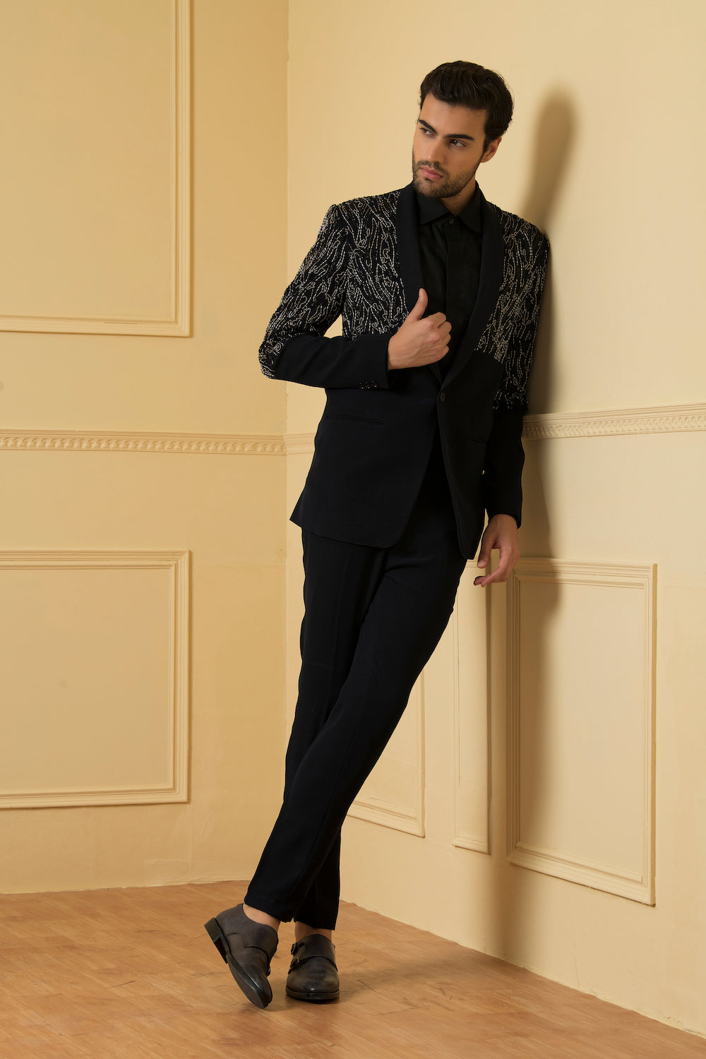 Blue Shawl Collar Blazer by Hilo Design | Grocsy