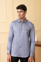 Ragic Grey Pintuck Shirt by Hilo Design | Grocsy
