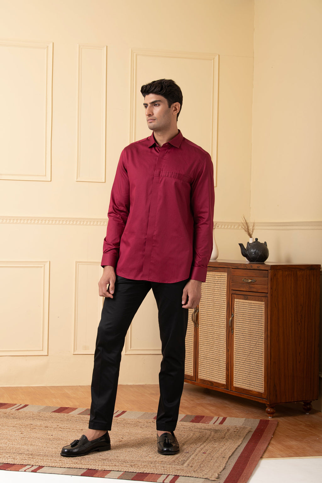 Ragic Red Pintuck Shirt by Hilo Design | Grocsy