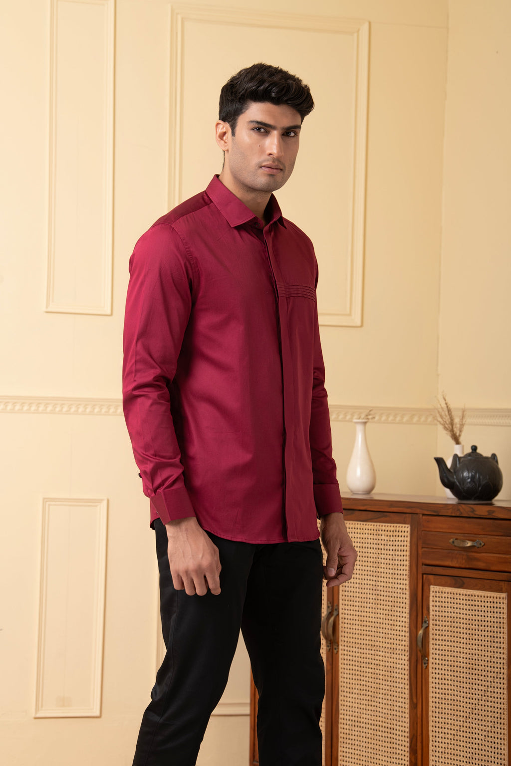 Ragic Red Pintuck Shirt by Hilo Design | Grocsy
