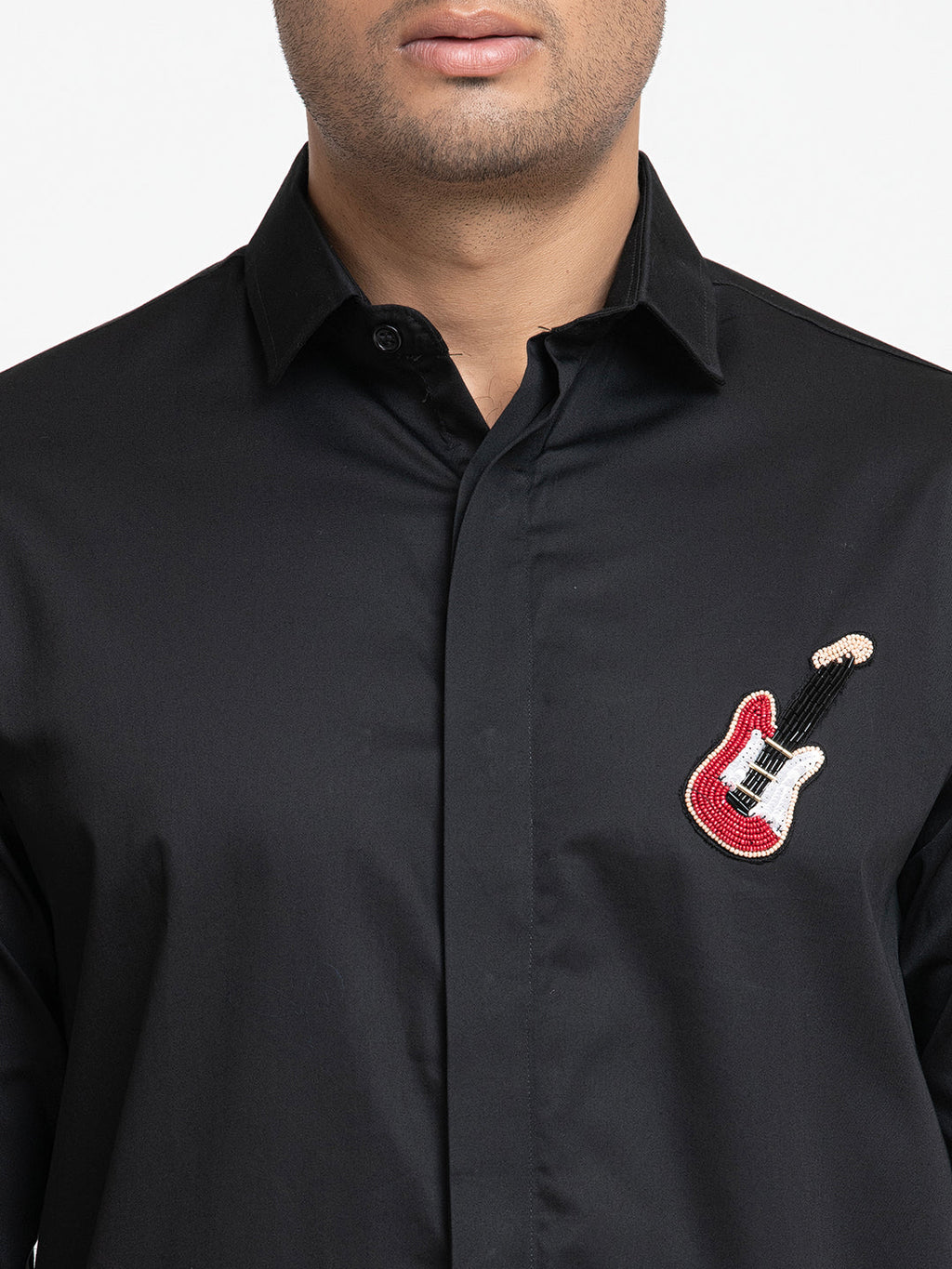 Guitar Embroidery Shirt by Hilo Design | Grocsy
