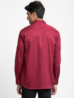 Red Shirt With Black Patch Box Shirt by Hilo Design | Grocsy