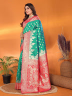Joban Fashion Banarasi Light Green Woven Soft Silk Saree | Grocsy