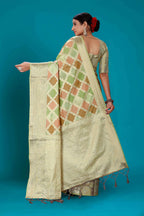 Pista Soft Organza Woven Design Saree with Unstitched Blouse Piece - Zaara | Grocsy