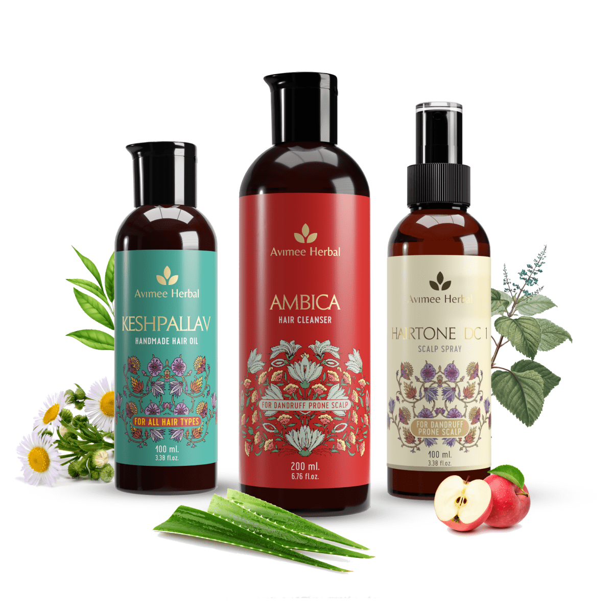 Avimee Herbal Anti Dandruff Kit - Oil, Scalp Spray, and Cleanser, Fights Dandruff & Moisturises Scalp Naturally | Grocsy