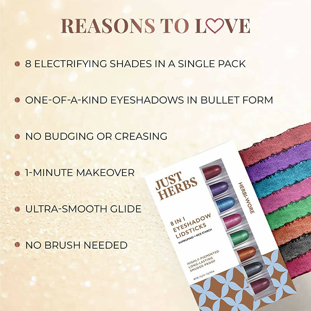 Just Herbs 8 In 1 Eye Shadow Lidsticks Highly-Pigmented Long-Lasting Smudge-Proof - Herbi-Wore | Grocsy