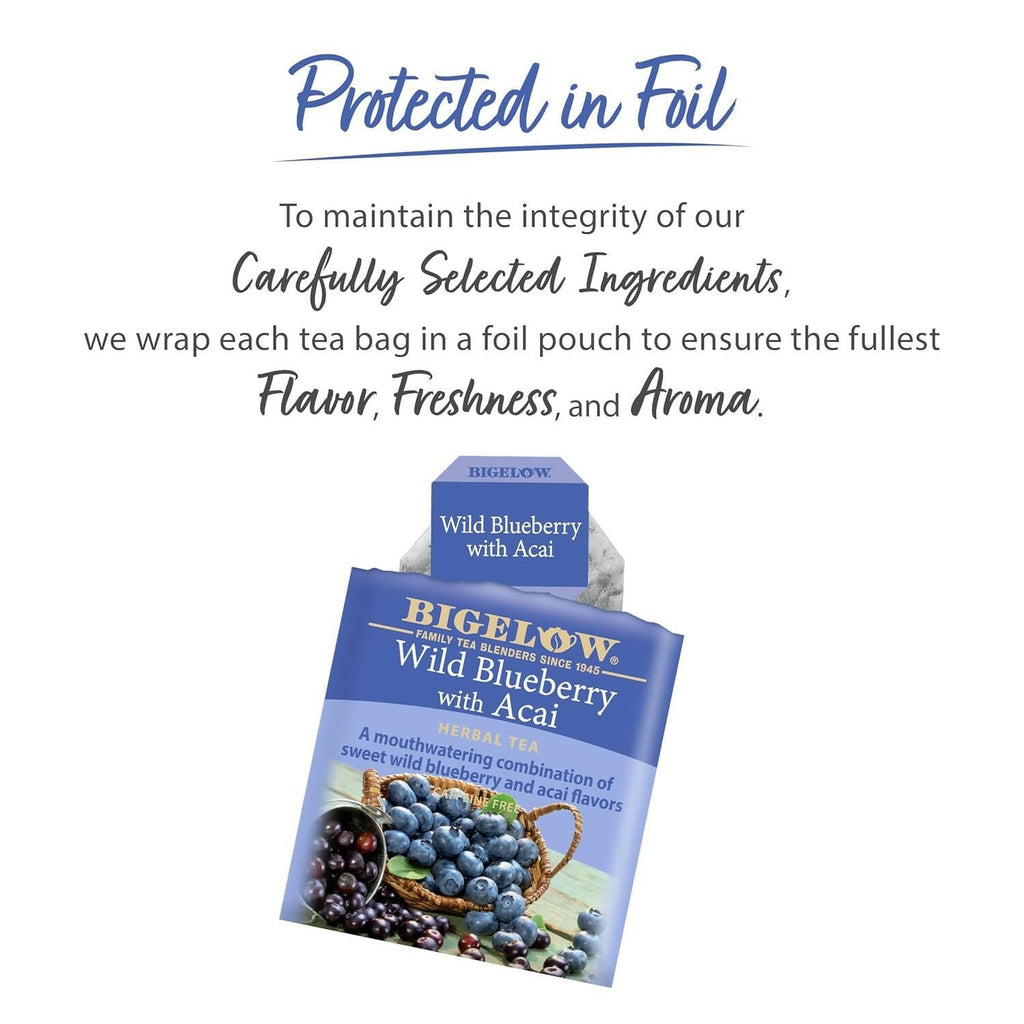 Bigelow Tea Wild Blueberry With Acai Herbal Tea With Freshness & Aroma Caffeine Free | Grocsy