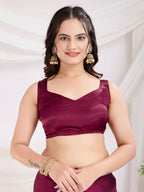 Maroon Rangoli Silk Diamond Work Ready To Wear Saree - Tamana | Grocsy