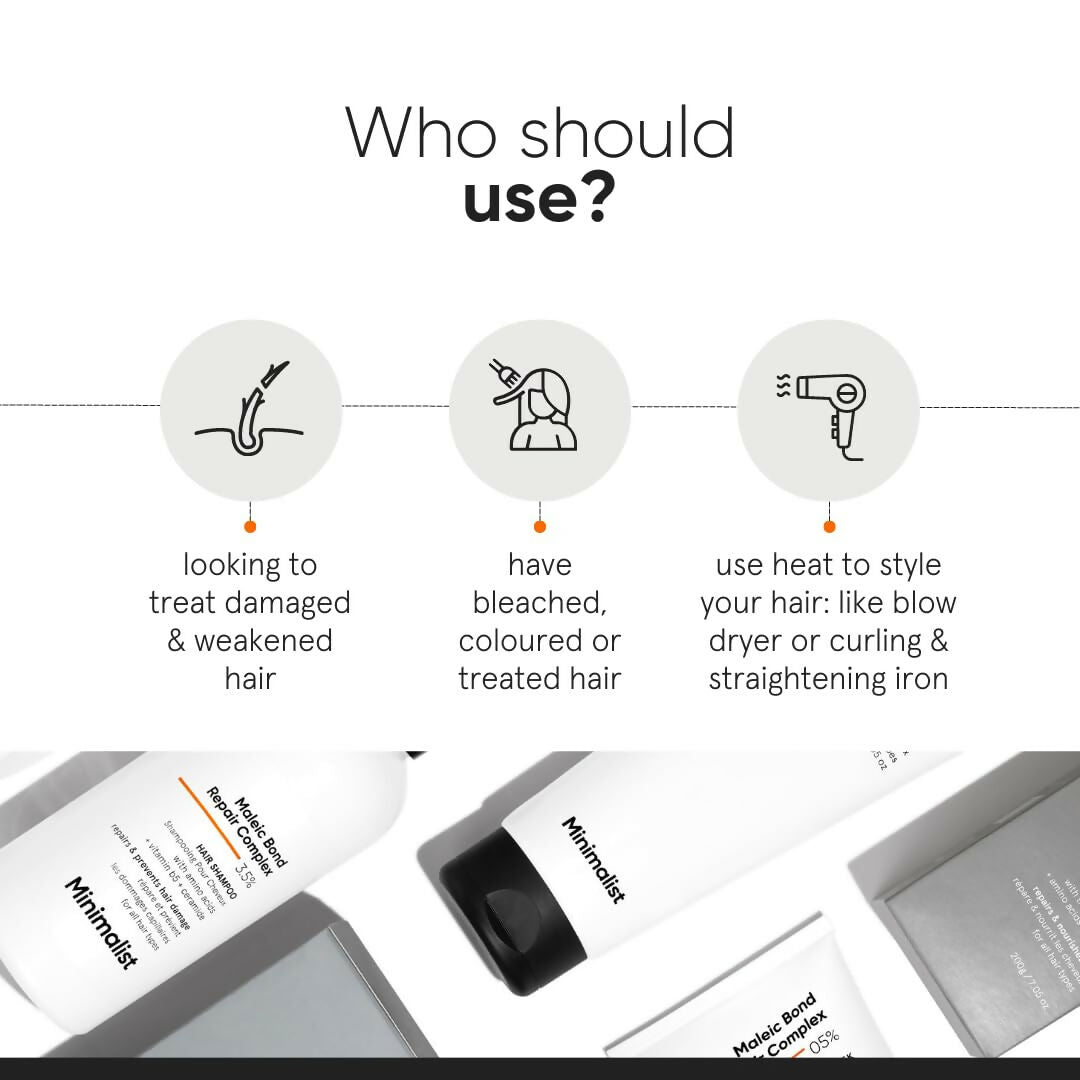 Minimalist Maleic Bond Repair Complex Shampoo & Hair Mask Combo | Grocsy