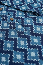 Janasya Men's Blue Cotton Kurta | Grocsy