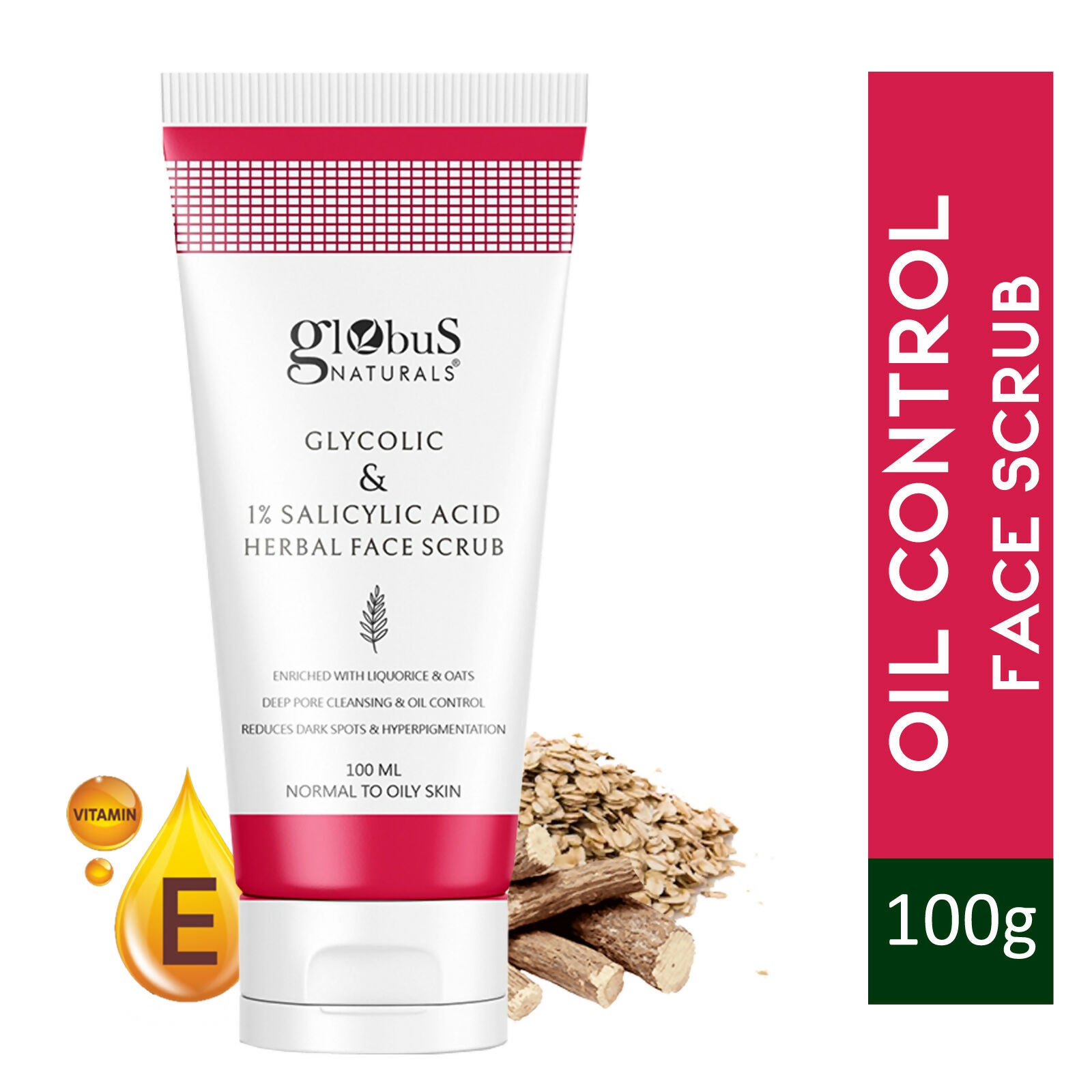 Globus Naturals Glycolic & 1% Salicylic Acid Herbal Anti Acne Face Scrub | Grocsy