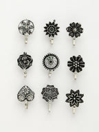 NVR Women's Set of 9 Silver-Plated German Silver Nose Pins | Grocsy